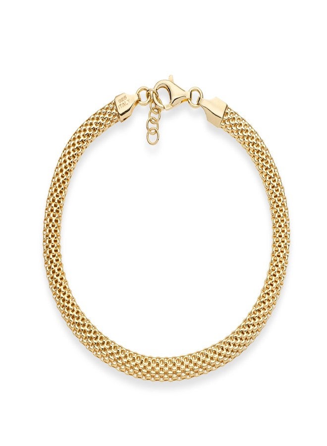 Miabella Gold Plated 925 Sterling Silver Italian 5mm Mesh Link Chain Bracelet for Women, Made in Italy (Length 6.5 Inches) - Image 4